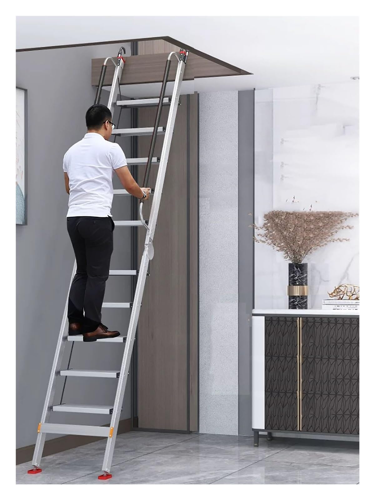 Escalera de seguridad antideslizante para litera con pasamanos, solución de escape compacta para pozo de ventana, sótano, ático y escalada