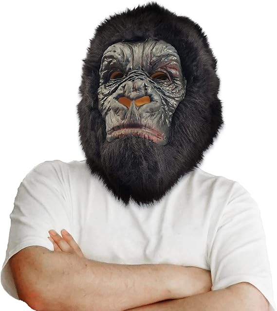 CreepyParty Gorilla Mask King Kong Animal Latex Full Head Realistic Chimpanzee Masks Fancy Dress for Halloween Carnival Costume Birthday Party