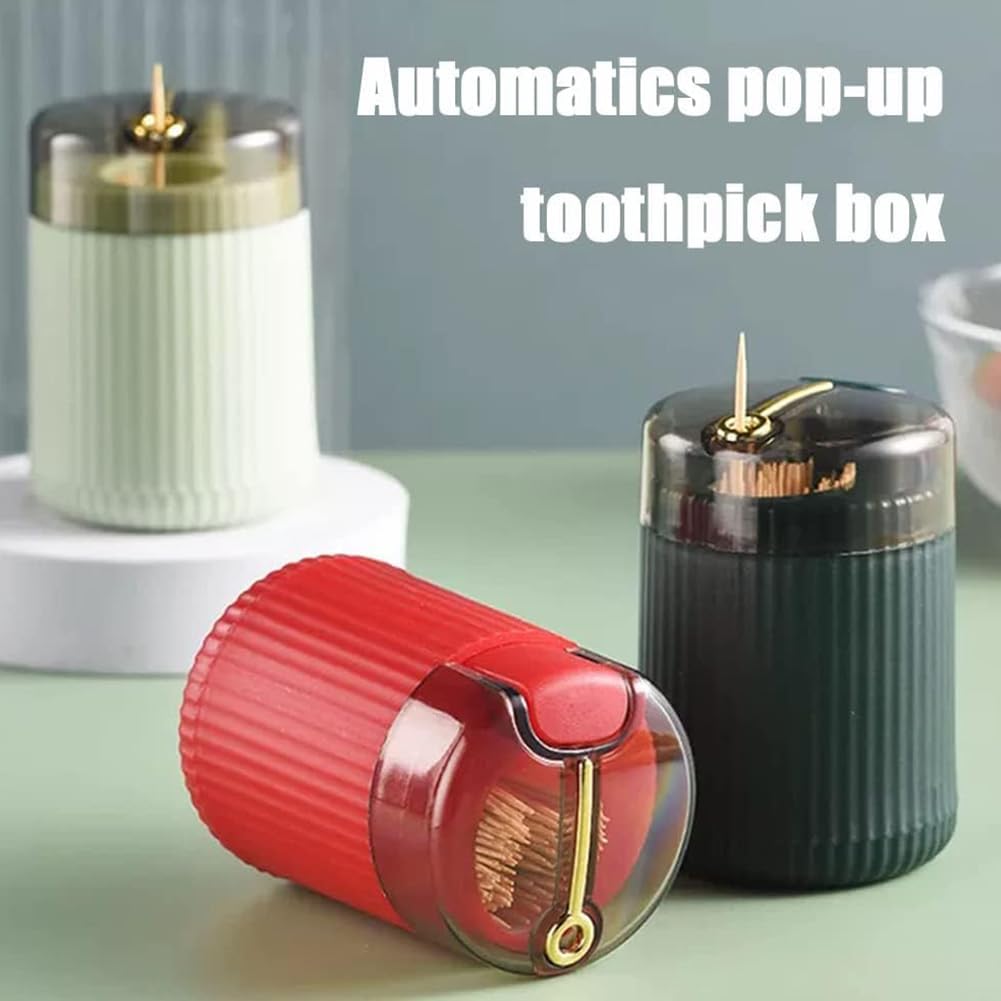 Eaerec Pop Up Automatic Toothpick Dispenser, Light Luxury Style Toothpick Holder, 2024 Premium Automatic Toothpick Dispenser, Pop-Up Automatic Toothpick Dispenser with 300PCS Toothpicks (D)