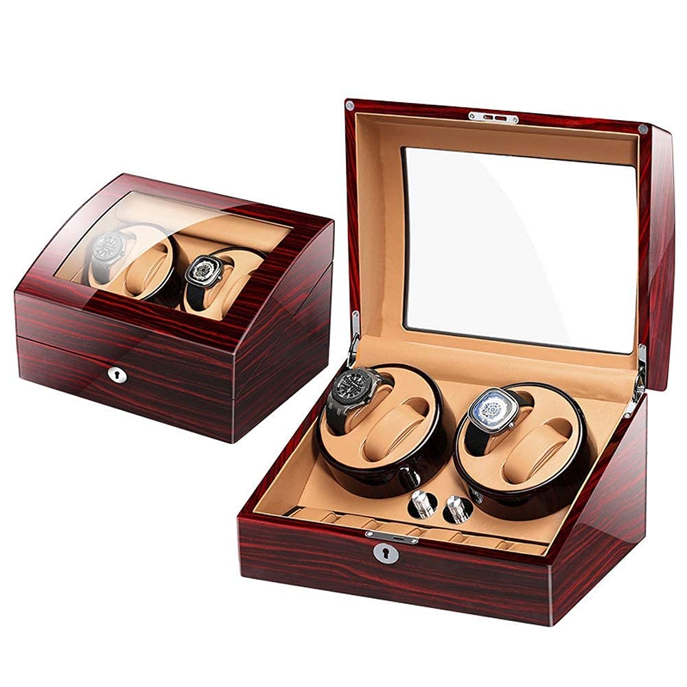 NZPOST Wooden Automatic Watch Winder Collector with 4 Watch Winder + 6 Display Storage SpacesHoliday (A)
