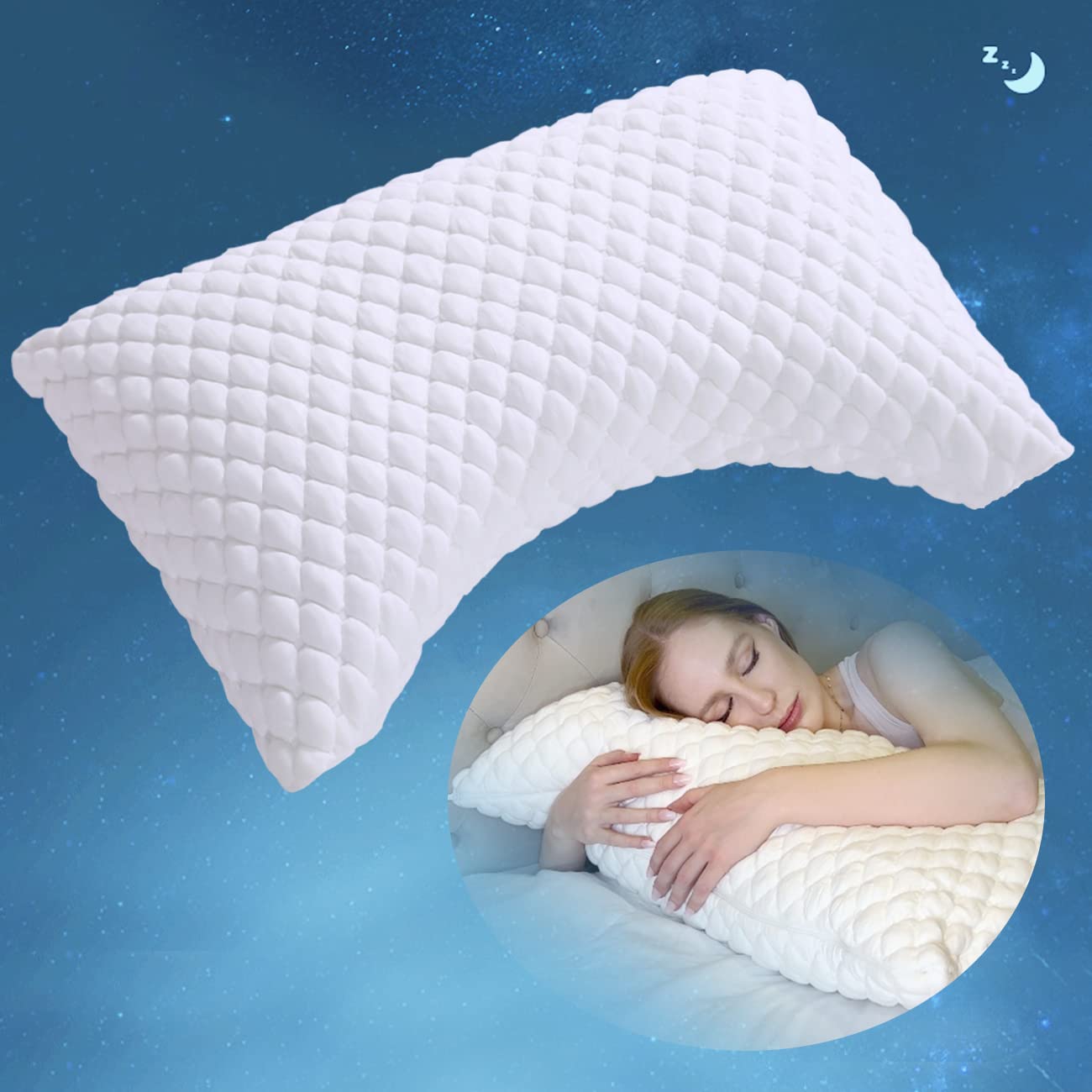 LOFE Side Sleeper Pillow - Adjustable 3 Compartments to Prevent Fillings from Moving, Shredded Memory Foam Pillow for Neck and Shoulder Pain Relief, Queen Size Bed Pillows for Sleeping