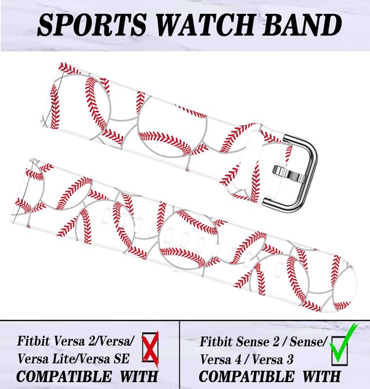 LNZLKING Sport Band Compatible with Versa 4/Versa 3/Sense 2/Sense for Women Men,Elastic Replacement Wristbands Strap for Versa 4/Versa 3/Sense 2 Smart Watch(Baseball)