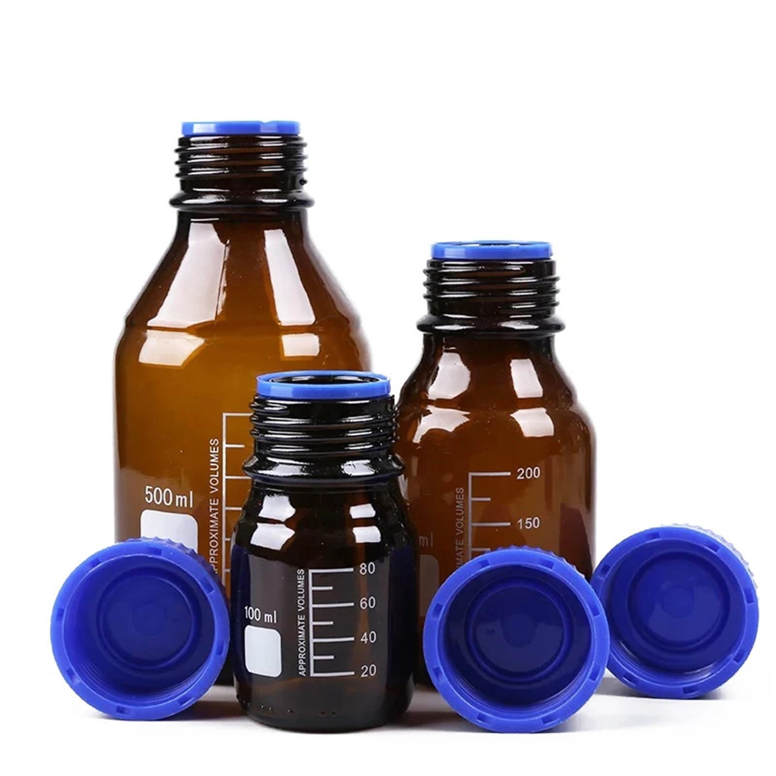 Labor Reagenzglas Flasche für Reagenzien Reagenzien Laborglas mehrfarbig verschiedene Größen (50ml / 100ml / 250ml / 500ml)