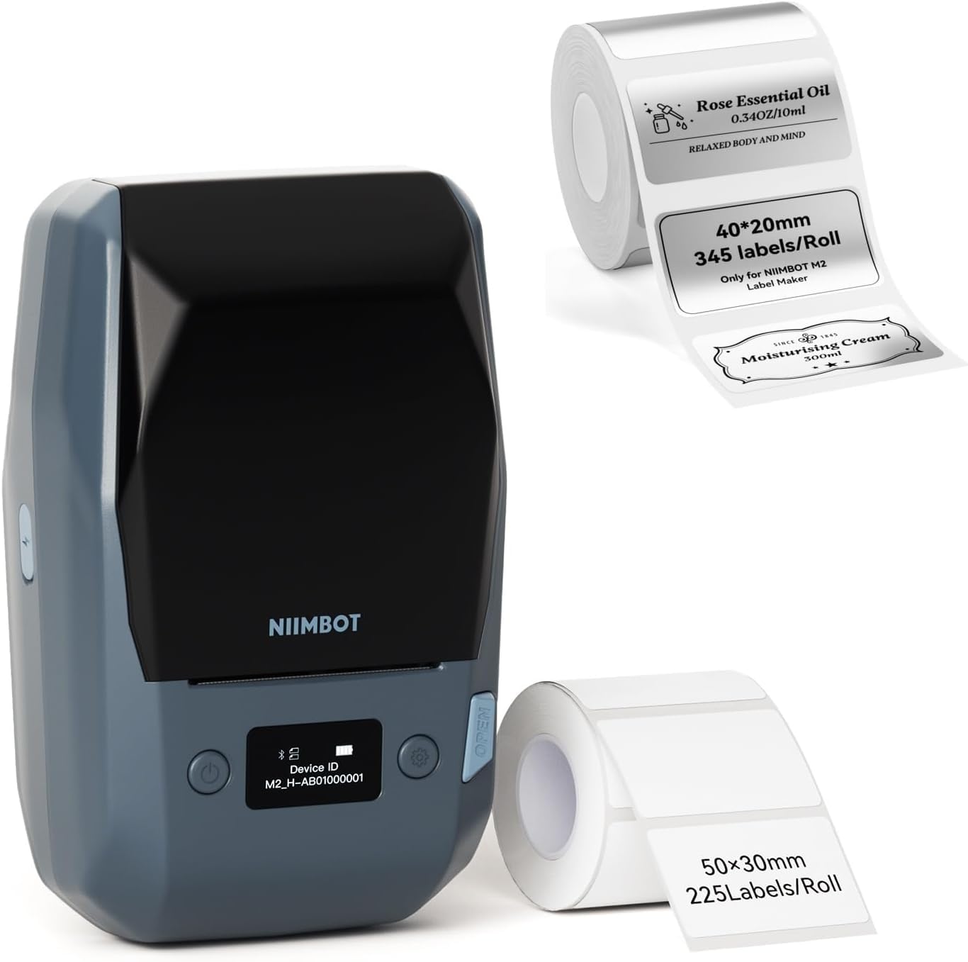 NIIMBOT M2 Etikettendrucker mit Etiketten 40x20 Silber