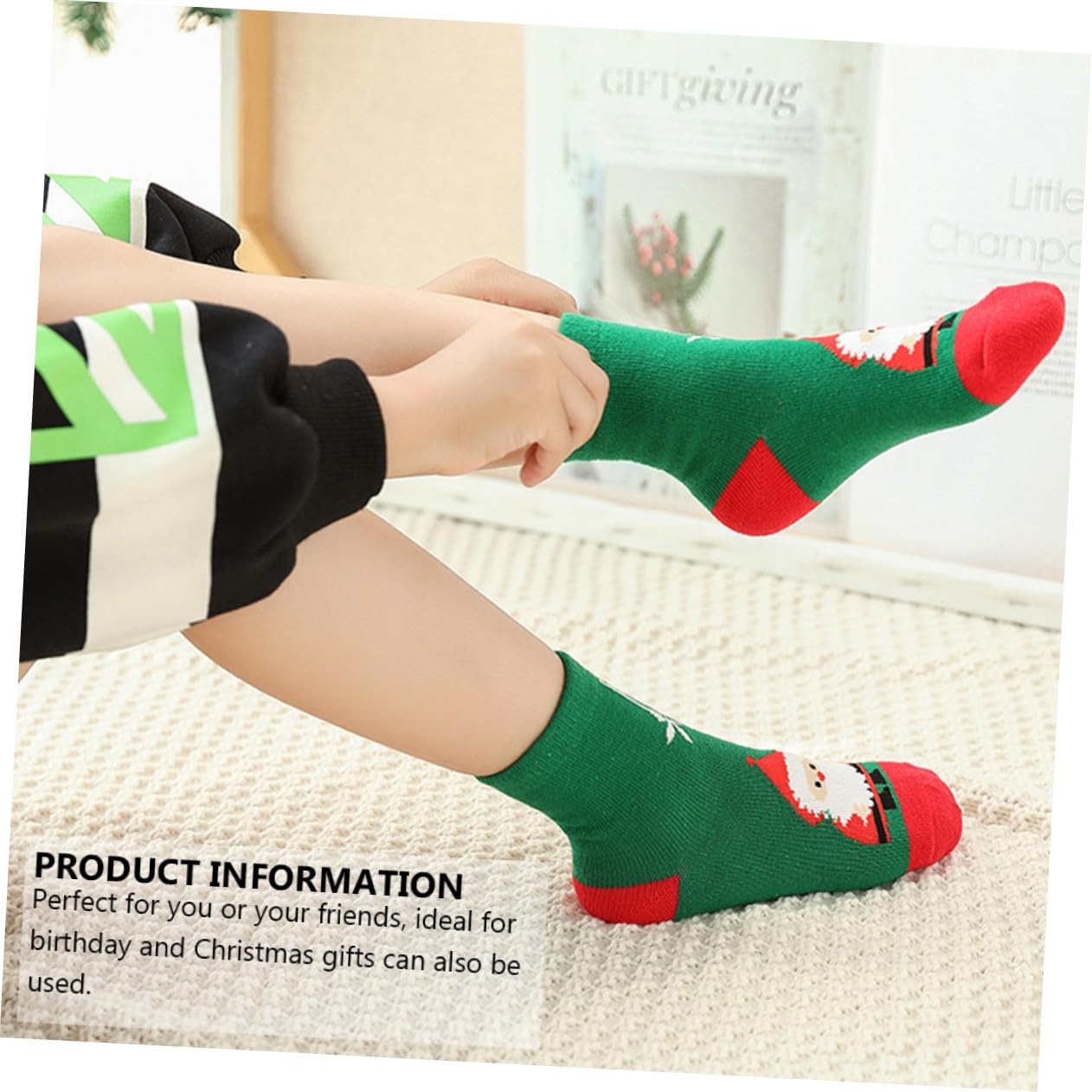 5pares Medias de Navidad de Dibujos Animados Calcetines Cálidos de Algodón para Calcetines de Otoño Invierno para Fiestas de Navidad