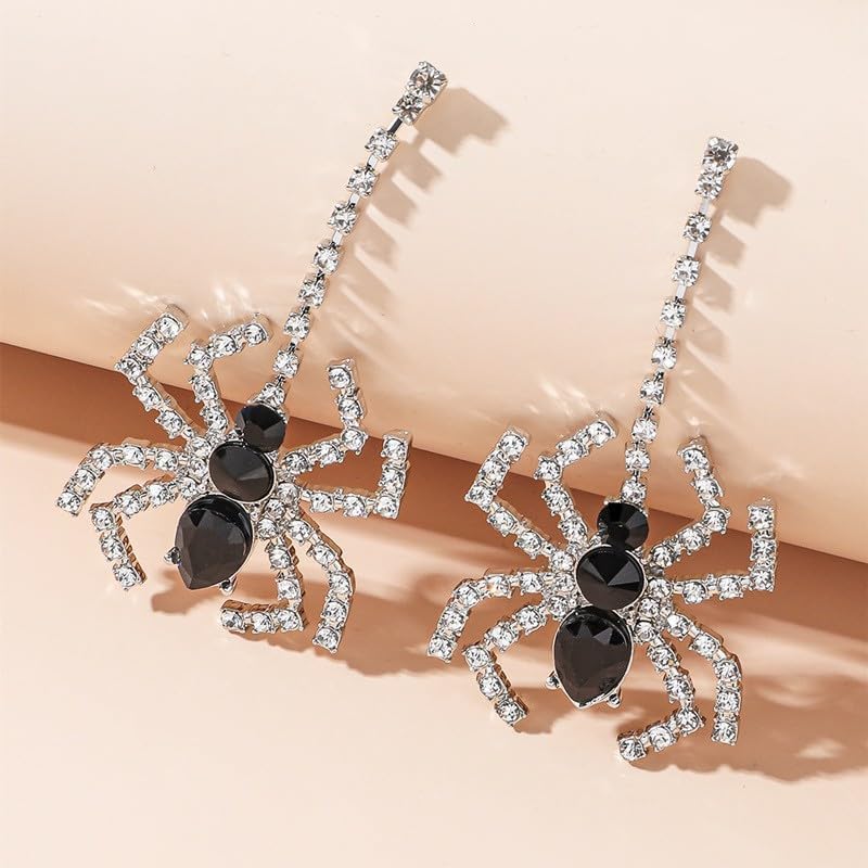 Halloween Spider Earrings for Women Rhinestone Spider Dangle Drop Earrings Exaggerated Spider-shape Pendant Earrings Gothic Punk Fashion Jewelry Gifts - Image 7