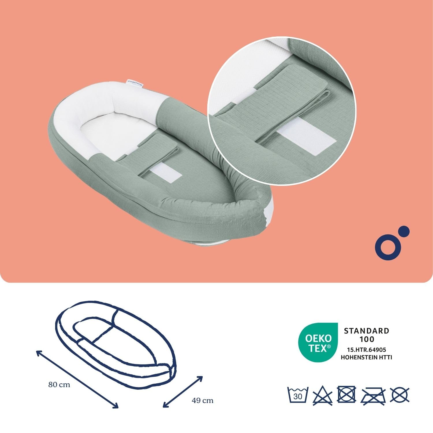 doomoo Cocoon Réducteur Nouveau-né, Ultra Confortable, Evolutif Dès la Naissance à 3 Mois, Tissu Doux & Respirant, Tetra Green
