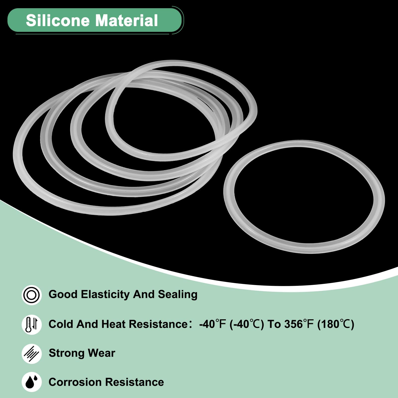 M METERXITY 2-Pack Silicone O-Rings Gasket 4.9 In/125mm O-Rings Seal Gasket Fits for OD 5.7 In/145mm Sanitary Pipe Weld Ferrule/Sink Plug/Bathtub Plug/Sealing Faucets - Image 2
