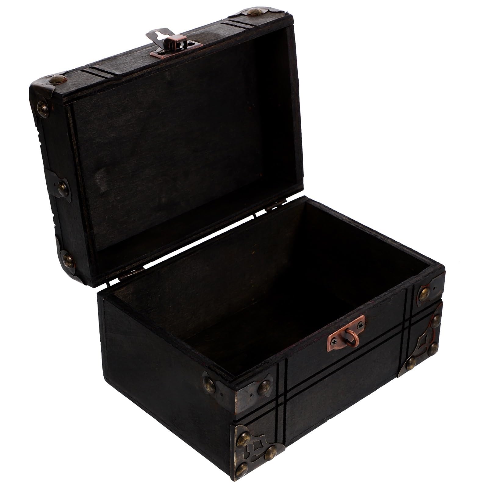 Caja de Almacenamiento Retro Caja de cofre del tesoro, caja joyería recuerdo madera, baratijas vintage(Style2)