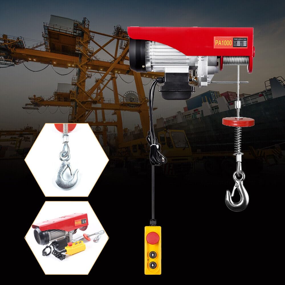 Cabrestante eléctrico, carrete de cable de alambre con mando a distancia, polipasto eléctrico para casa, garaje, almacén 1600 W, 220 V, 1000 kg