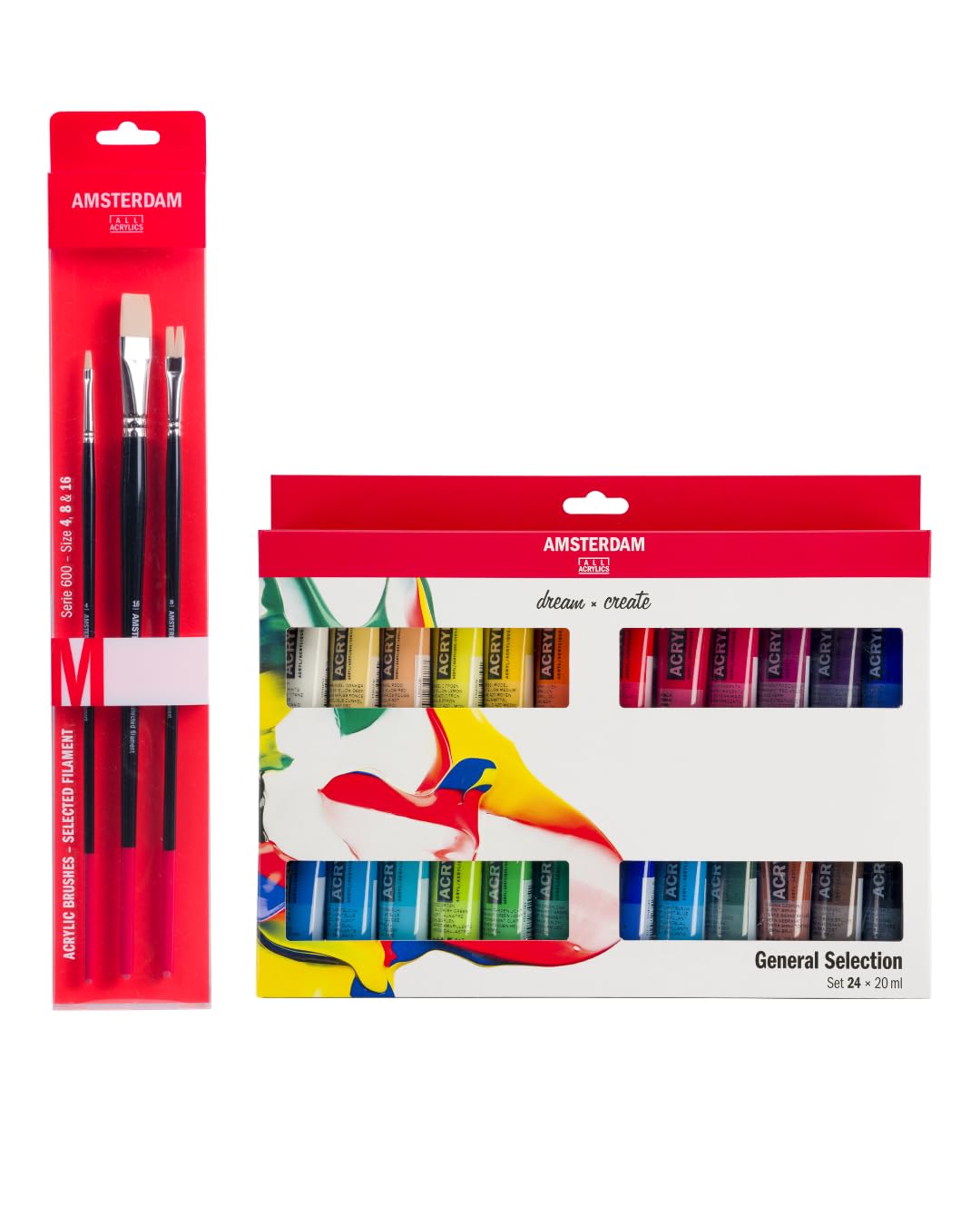 Set acrilici Amsterdam per principianti 24 colori + 3 pennelli acrilici professionali set pittura su tela mixed media arte e progetti creativi
