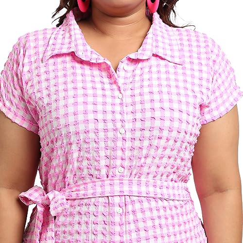 Image of Instafab Plus Women's Dress for Casual Wear | Short Sleeve | Plus-Size Fit | Polyester Fabric | V-Neck Dress Crafted with Comfort Fit for Everyday Wear