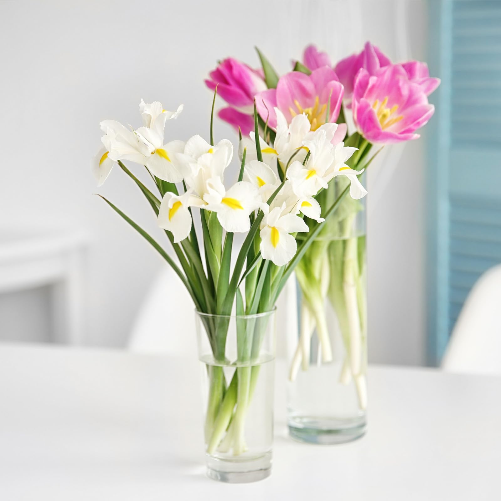 Blumenvase Glas 12er Set, 25cm 20cm 15cm Säule Votivkerze schwimmende Kerzenhalter, Klarglasvase für Hochzeit Party Home Dekorationen