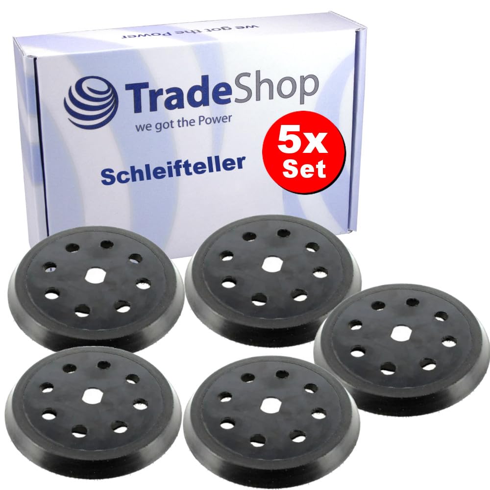 Trade-Shop Klett 8-Loch - Discos de lijado con cierre autoadherente (125 mm, compatible con lijadora orbital Black & Decker BD190S, BD190E, KA190S, KA190E, 5 unidades)