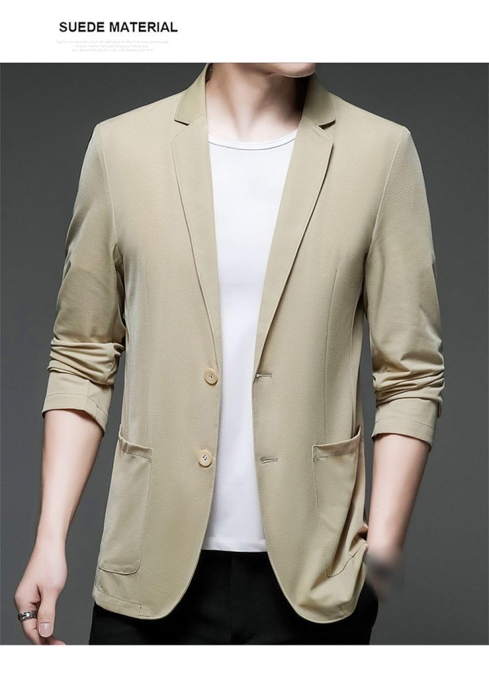 Anzugjacken Für Herren,Dünne Herren-Blazer-Jacke, Stretch-Mantel, Leicht, 2 Knöpfe, Solide Strickjacke, Oberbekleidung, Bequem, Atmungsaktiv, Lässig, Business-Sport-Blazer, Klassisch-Schicke Bla