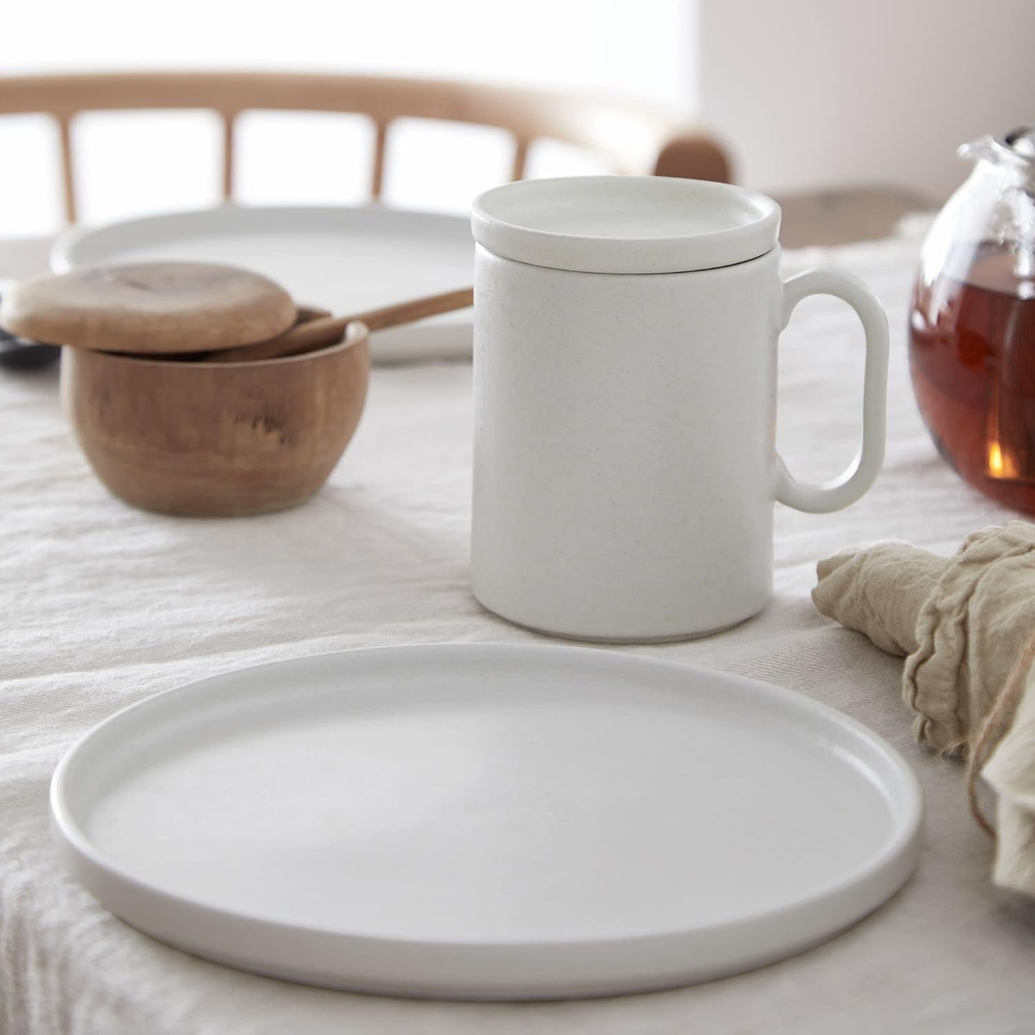 Costa Nova Ceramic Stoneware 8'' Salad Dessert Plate - Redonda Collection, White | Microwave & Dishwasher Safe Dinnerware | Food Safe Glazing | Restaurant Quality Tableware