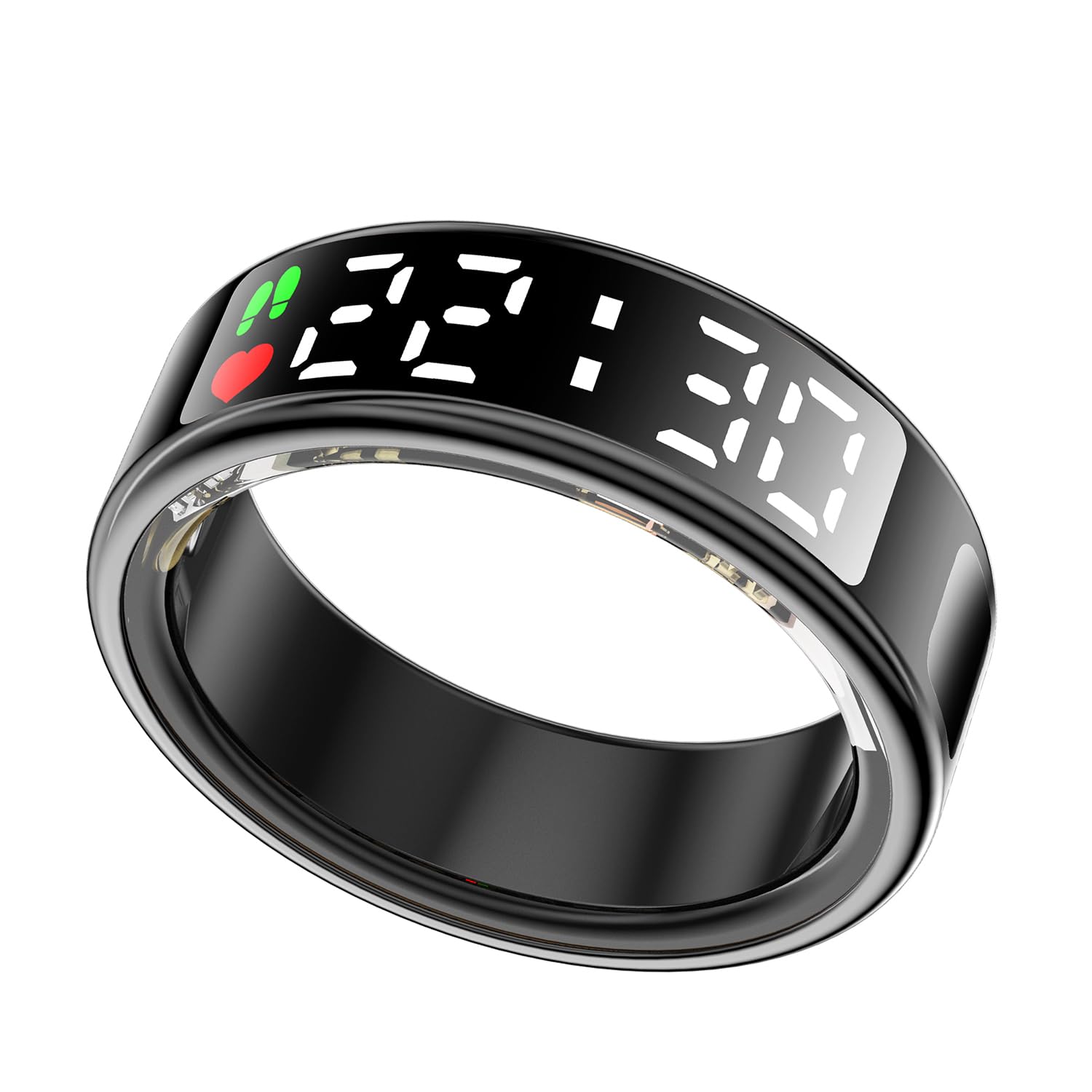 LONGLU Anillo Inteligente Unisex con Pantalla LED, Tracker Deporte Frecuencia Cardíaca/Oxígeno Sangre/Sueño/Deporte 5ATM Impermeable, Monitor Salud para iPhone y Android (Negro, 10)