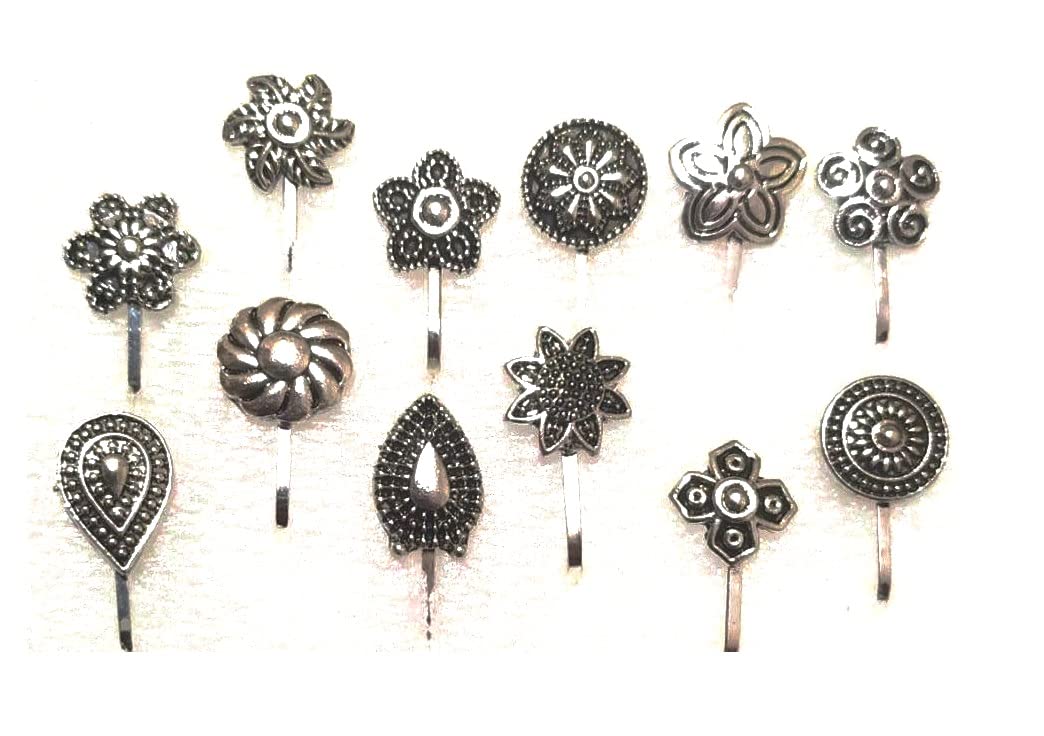 BriKSHi Nose Pin for Women and Girls Silver Oxidised Nose Pin Without Piercing Nose Pin Combo Accessories Jewellery for Women Birthday Gift for Girls and Women Anniversary Gift for Wife PACK OF 12 (B0C1HM5TL7) Amazon Price History, Amazon Price Tracker