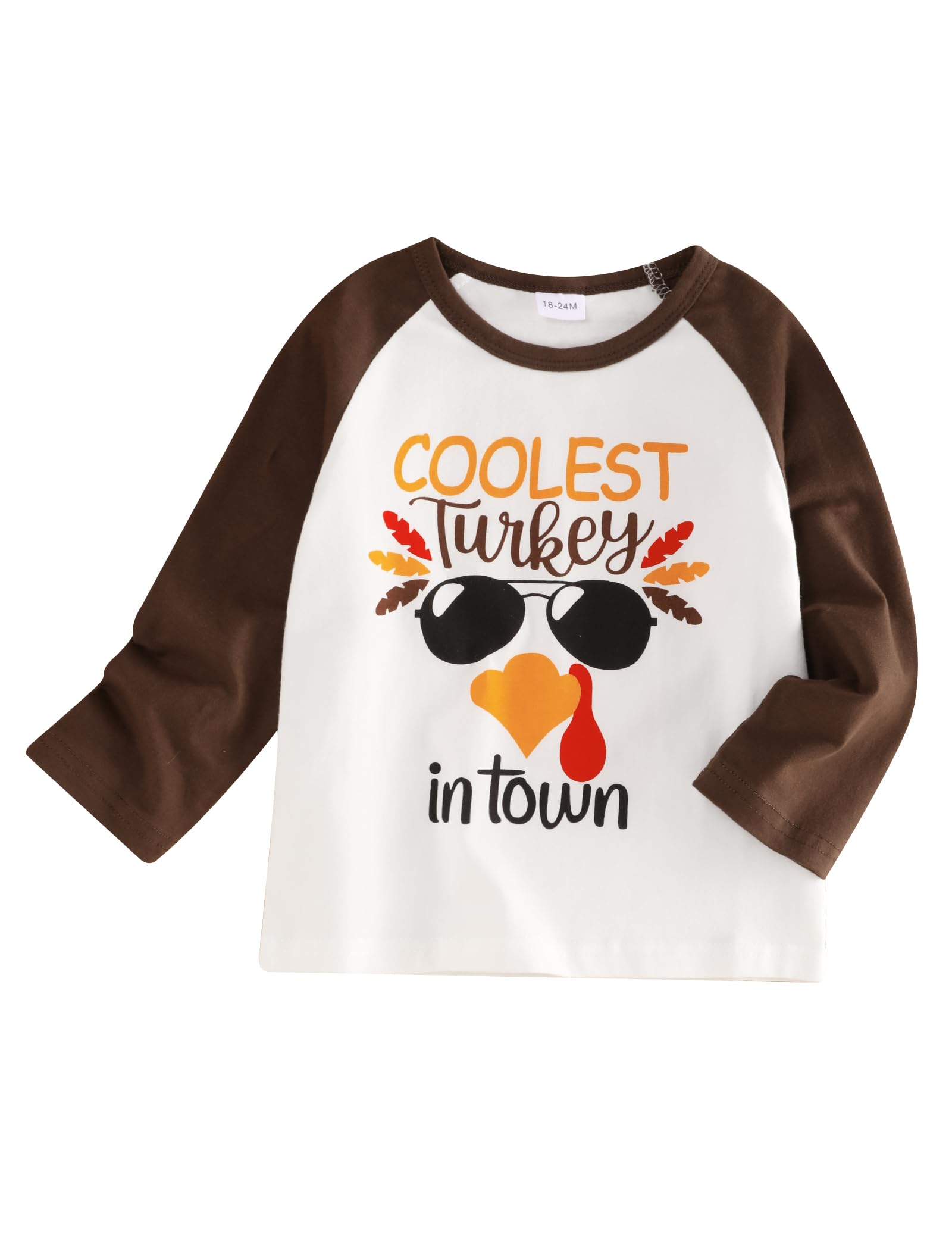 Thanksgiving Shirt Baby Coolest Turkey in Town Turkey Print Tee for Boy Thanksgiving Outfit 4T White