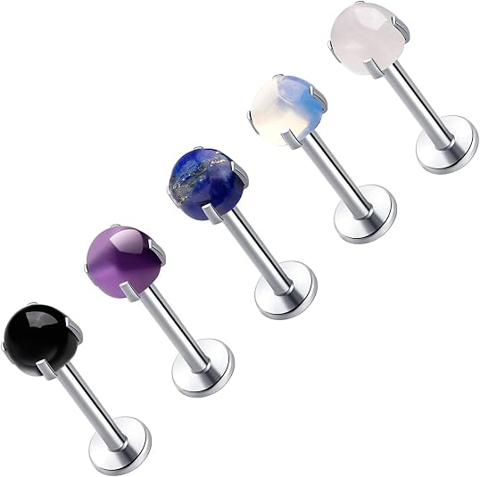Barres à Lèvres Labret En Acier Inoxydable 16G - Lot De 5, 10 Mm De Long, Boule 3,5 Mm | Pour Piercing Monroe, Medusa, Tragus, Helix