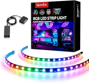 Bande LED adressable magnétiques, Bande Lumière arc-en-ciel avec aimant et adhésif double face, 35cm, 5V ADD RGB, compatible avec Asus Aura, Asrock RVB Led, MSI Mystic Light,Gigabyte RGB Fusion