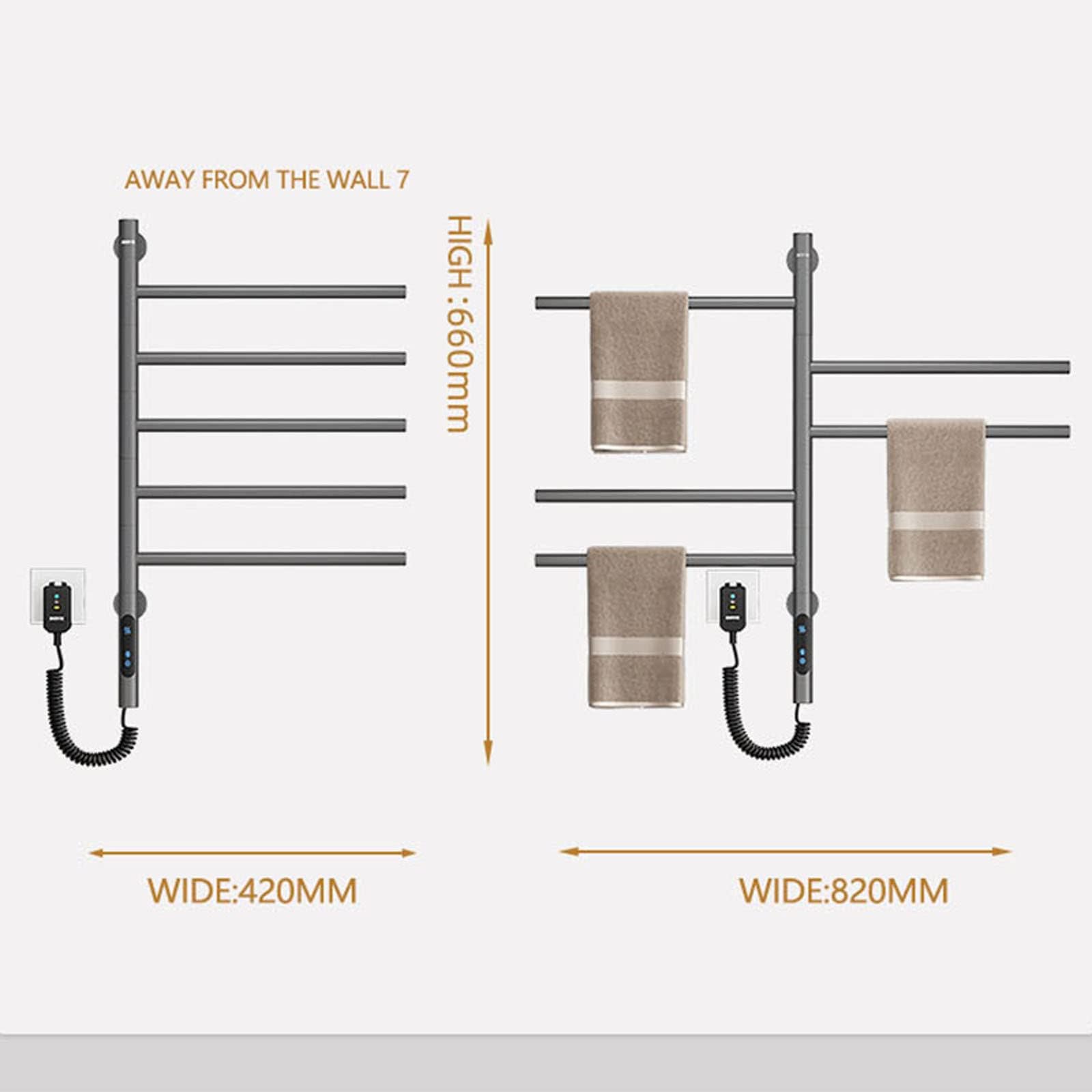 LONGTEAMOON Calentador de Toallas para baño, toallero calefactado con Temporizador, toallero eléctrico con pulverización de Polvo seco, Calentador de Toallas con diseño enchufable montado en,White