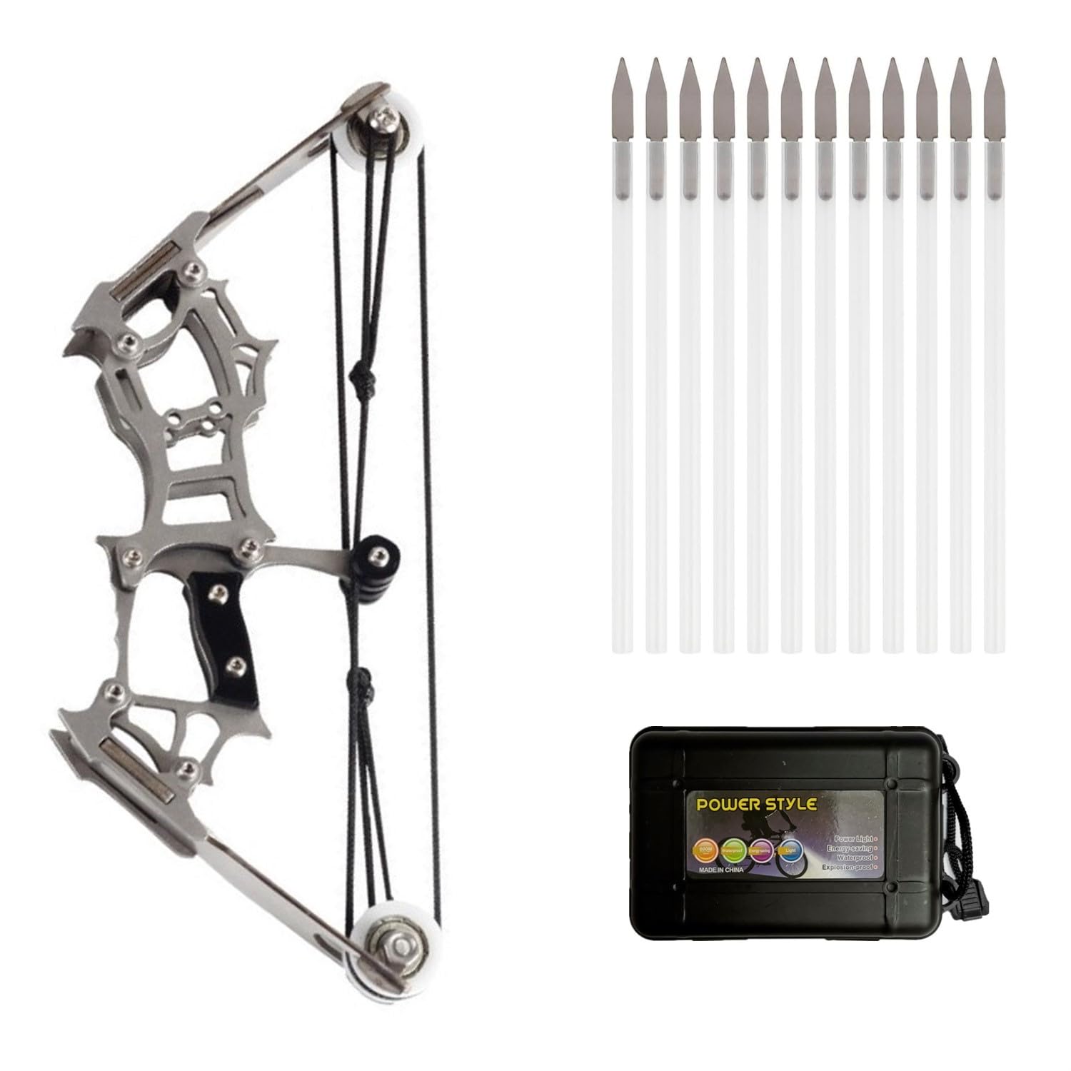 Mini Compound Bow Set Archery Recurve Bow Target Practice Stainless Steel Material Gift Box with 12Pcs Mini Arrows