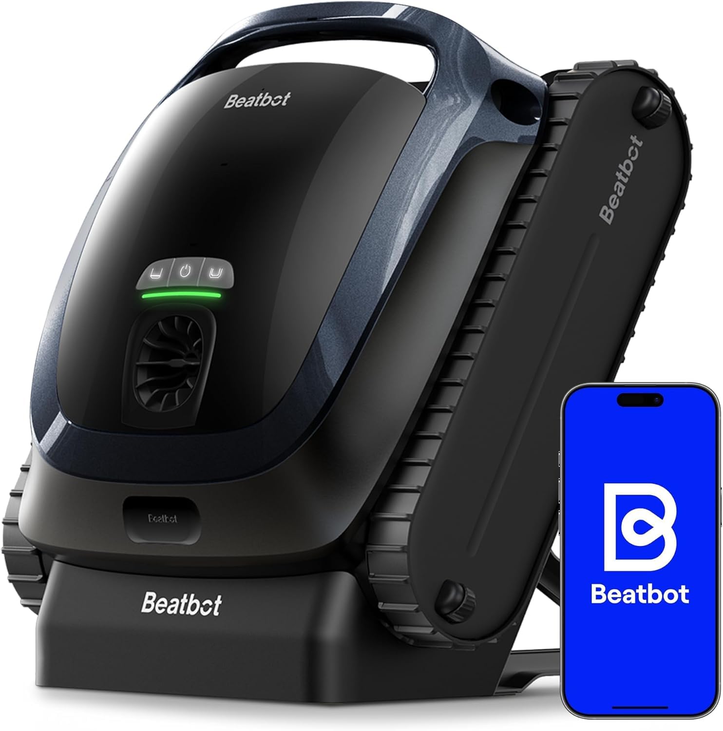Beatbot AquaSense 2 Robot Pool Vacuum Cleaner limpiafondos inalámbrico, Posicionamiento Inteligente, Limpia Suelo, Paredes ylínea de flotación, Doble Barrido para Piscinas de hasta 300 m²,Azul Marino Certificado ClimatePartner