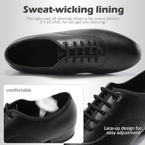 Miniatura 4 de SWDZM Zapatos de baile latino para hombre, zapatos de baile de cuero, con cordones, para sala de baile, moderno, profesional, para práctica, modelo