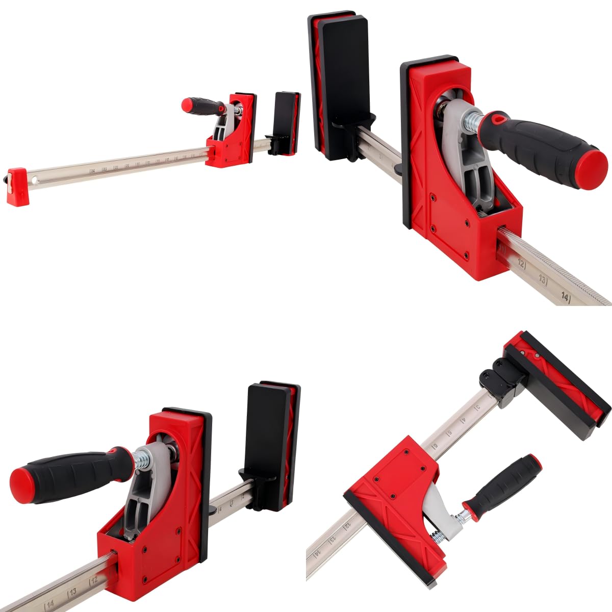 Kit di morsetti paralleli, set di 12 strumenti per falegnameria, morsetti paralleli da 61 cm, 2 morsetti paralleli da 40 cm, 2 pezzi, 4 pezzi per cani da banco da 5 cm, 4 blocchi per incorniciatura