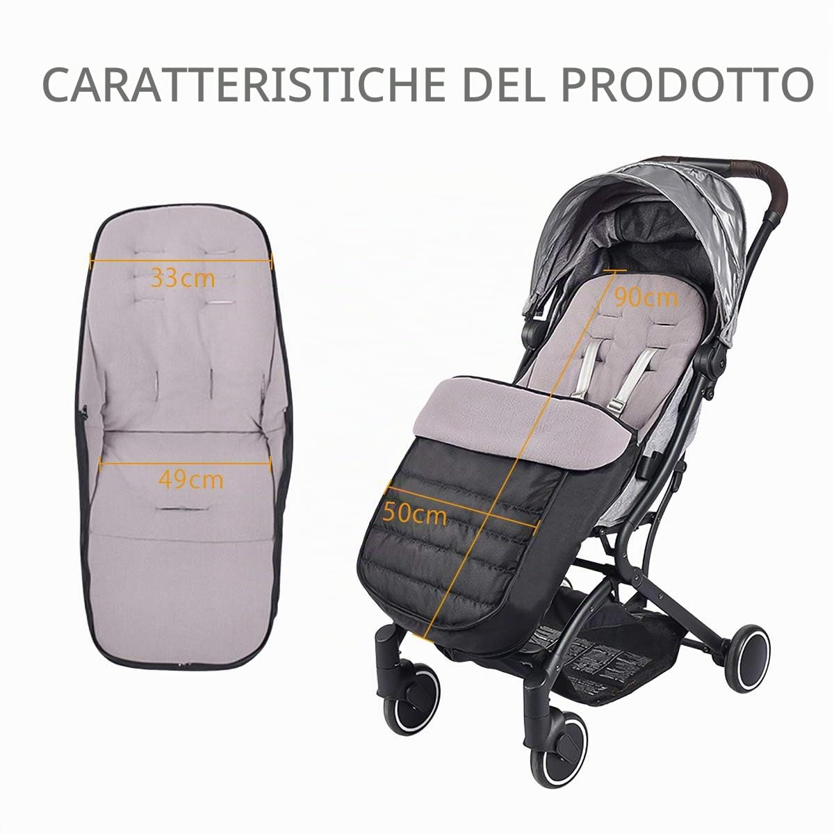 SONARIN Sacco Termico universale Premium per passeggino,impermeabile e antivento,universale per passeggini