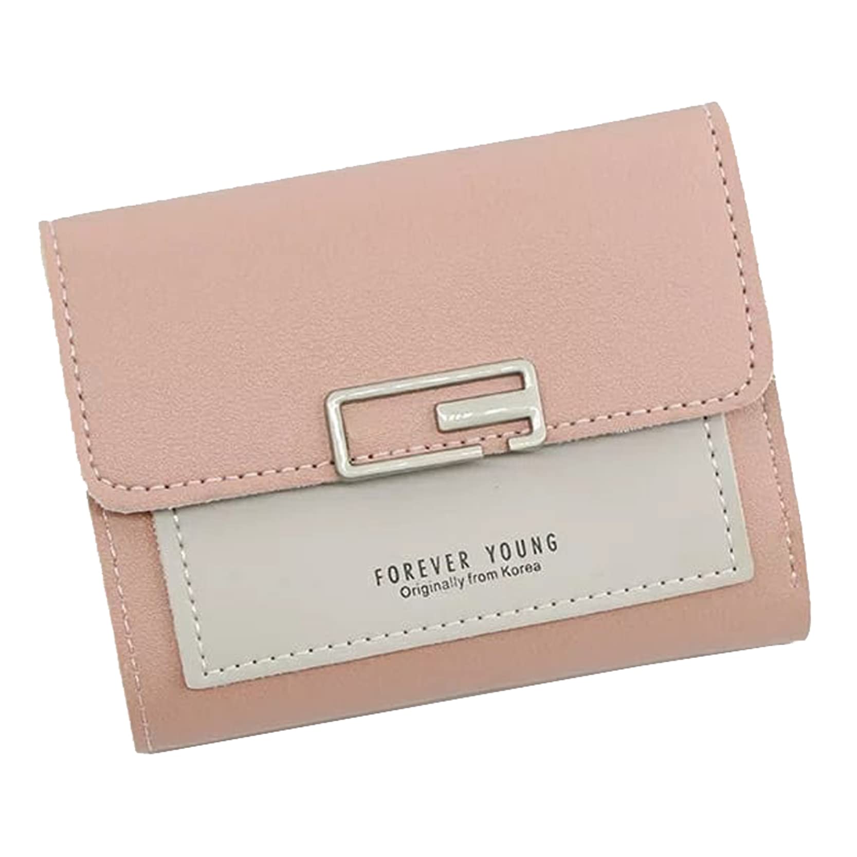 Leather Girl's Fashion Card Coin Holder Ladies Small Purse Women's Wallet Flip Top Card Wallet Tri Fold Wallet (Random Color)-image-23