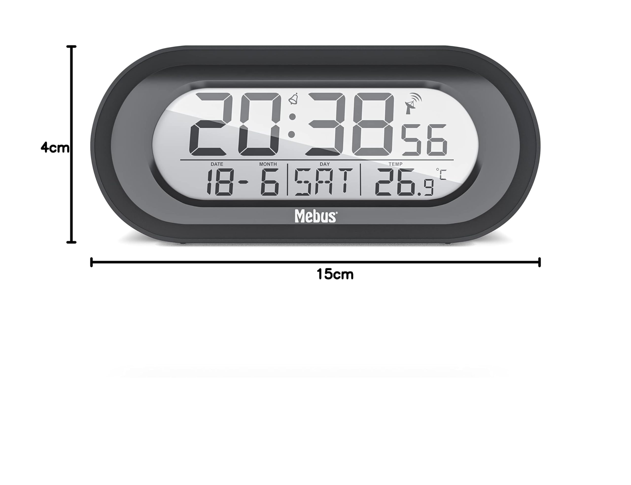 Mebus Radio-Controlled Alarm Clock with Temperature Display