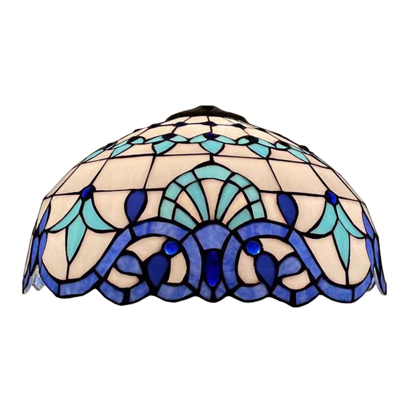 SaryEdge 16 Inch Tiffany Lamp Shade Replacement, 40 cm Stained Glass Baroque Lampshades Only with Cap, Suitable for Use with Table Lamp Floor Lamp Hanging Pendant lamp Ceiling Fixture,，White