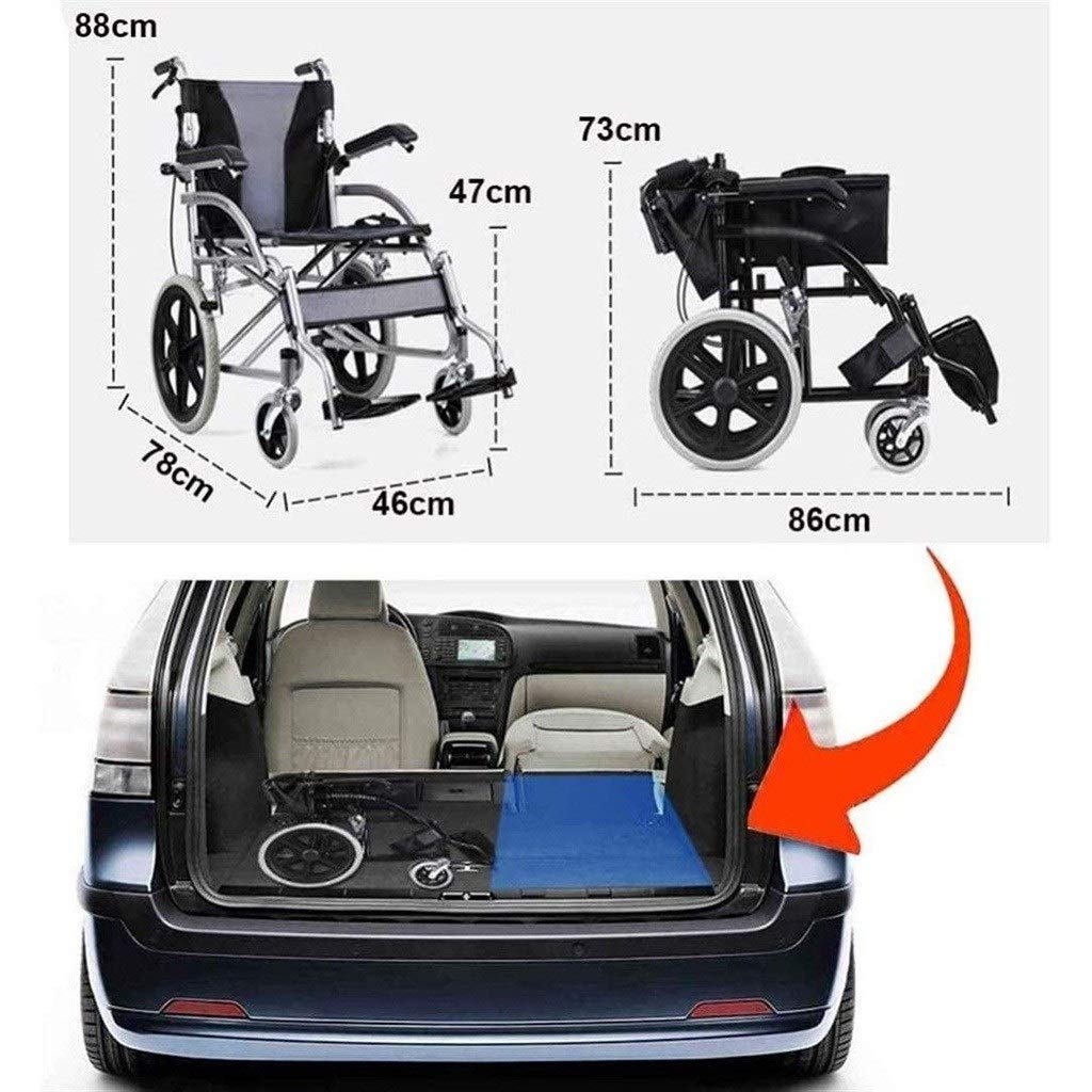MU Silla de Ruedas Plegable, Camarero Ligero Y Portátil Ajustable Empuje de Los Apoyabrazos de Seguridad Doble Freno Scooter/Inicio