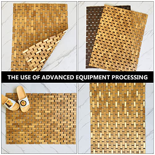 Garneck Tapete de bambu antiderrapante, tapete de banheiro de madeira, repelente de água, tapete de