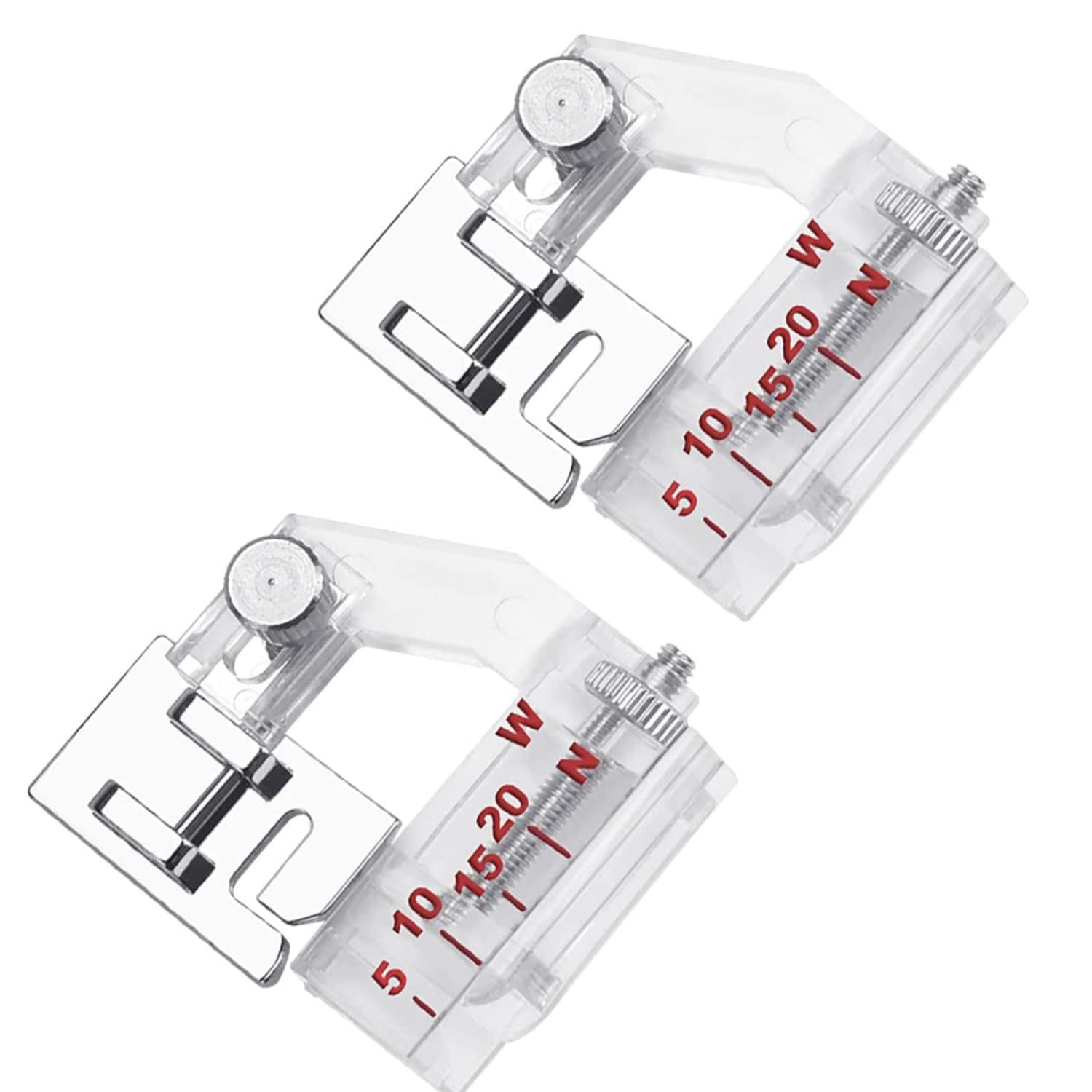 BOBOZHONG 2PCS Sewing Machine Presser Foot 5mm to 20mm Adjustable Bias Binder Foot Universal Ruler Foot Fits for Low Shank Sewing Snap-on Brother, Singer, Janome, Kenmore, Babylock