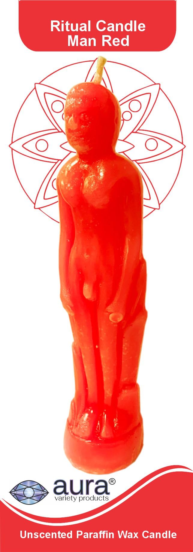 48 Pieces Aura Figure Candle RED Man Vela Figura Hombre Rojo 7.25