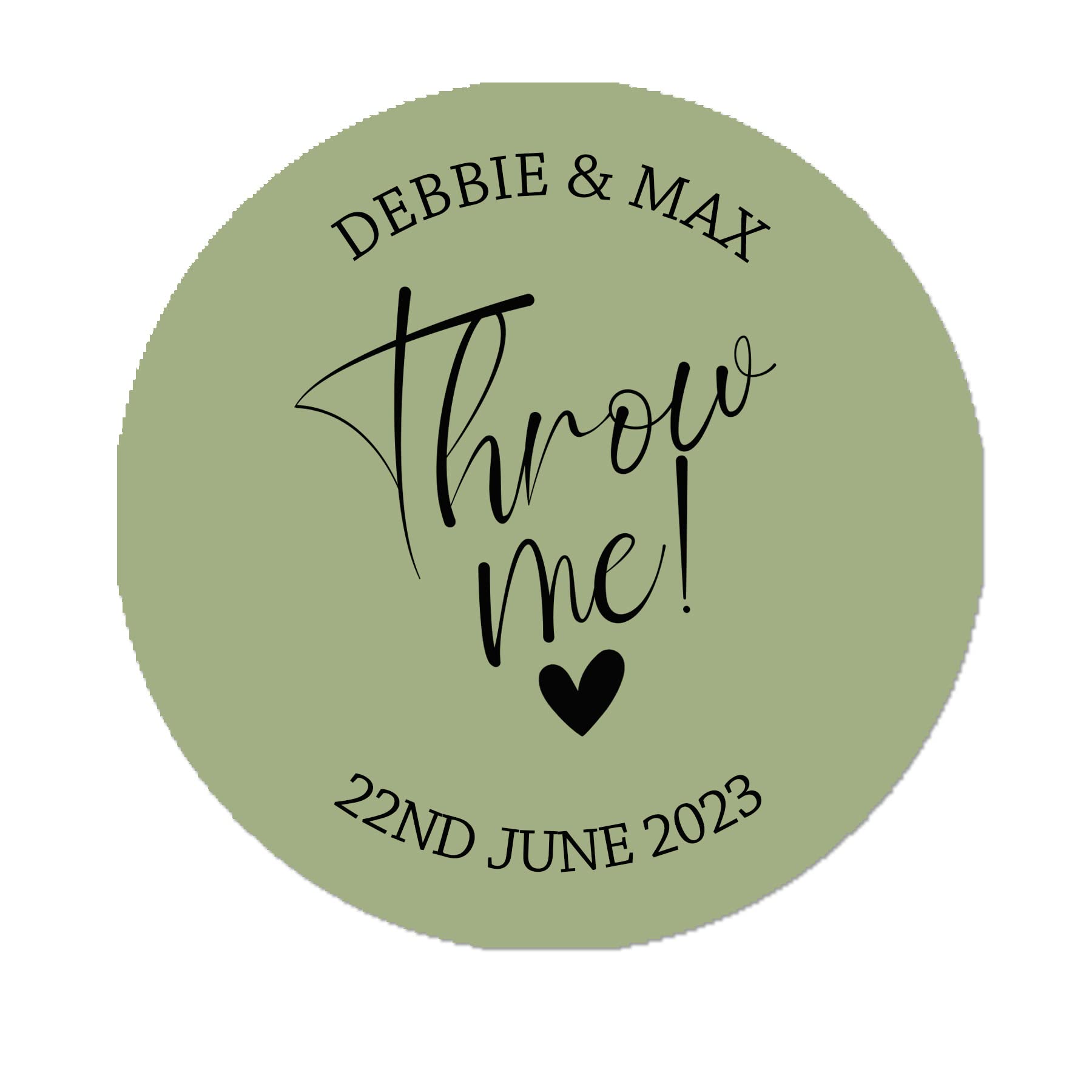 Treasured Forever Sage 35 Personalised Confetti Wedding Stickers Sprinkle The Love, Throw Me Cone Bags Favour Luxury (Sage)