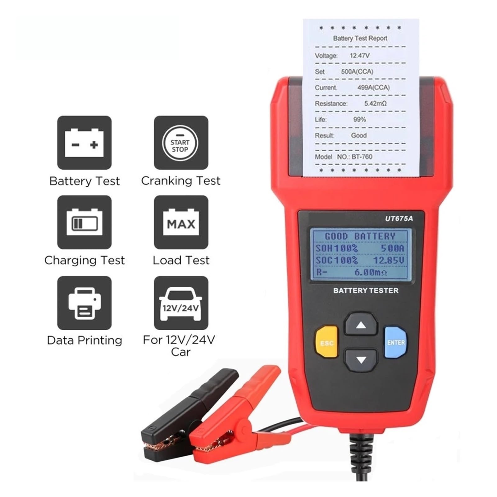 Tester Akumulatora Samochodowego Analizator Ładowarki 12 V 24 V Test Akumulatora Tester Akumulatora Samochodowego Ładowanie Skanera Profesjonalne Narzędzie Diagnostyczne(UT673A)