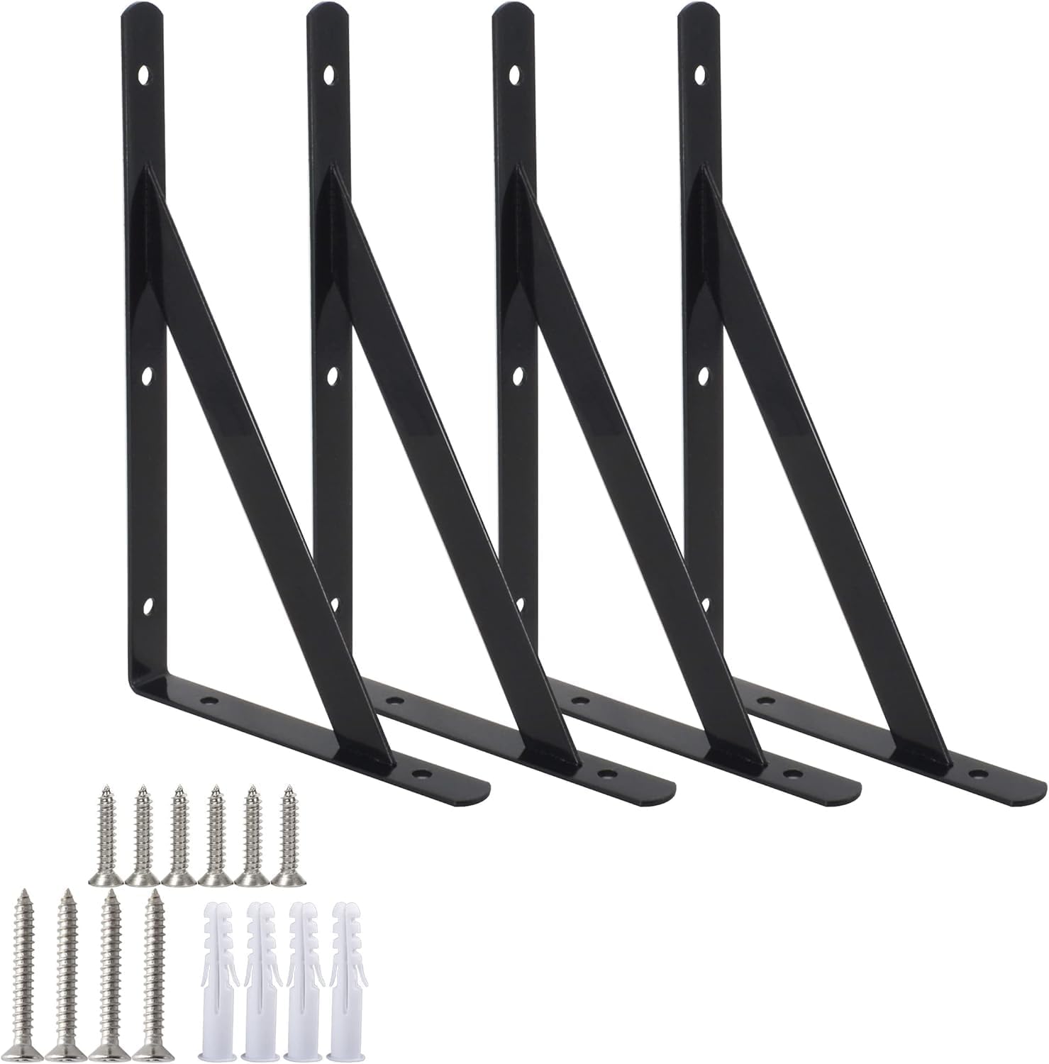 Stand Wallah 04 Heavy Duty Shelf Brackets Triangle Shelving Brackets Right Angle Wall Mounted Shelf Supporters Black 12 Inch-image-46