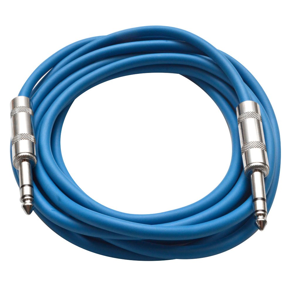 Seismic Audio SATRX-10Blue6 6 Pack of Blue 10' 1/4"TRS to 1/4" TRS Patch Cables