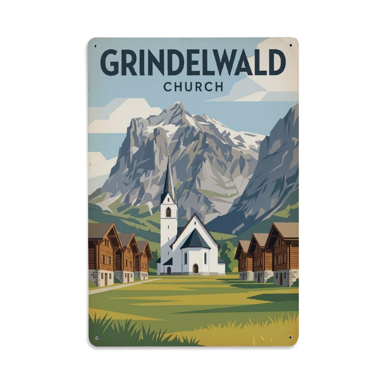 Gead 8X12inch Style Vintage Travel Switzerland Church Heritage Metal Tin Sign