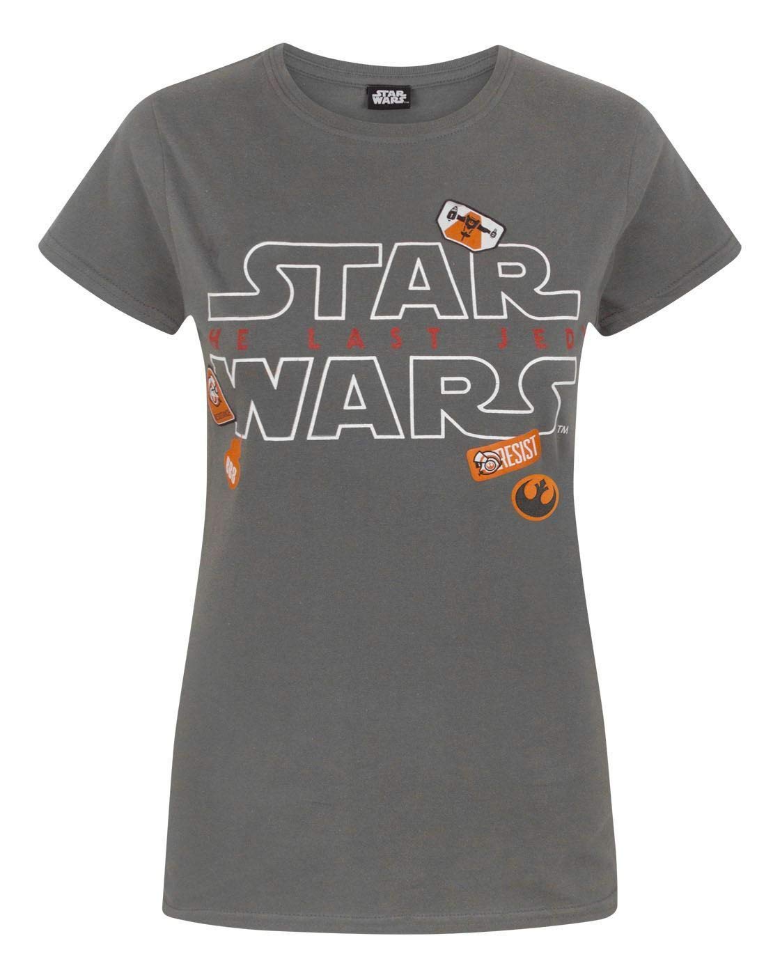 Vanilla Underground Women's Charcoal Star Wars The Last Jedi Badges T-Shirt