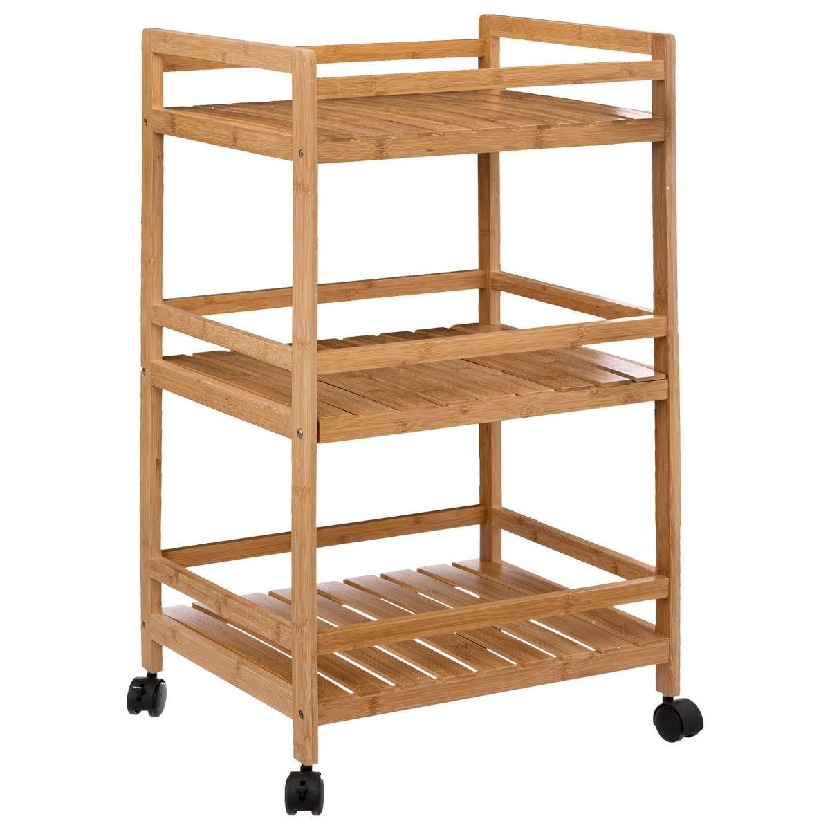 Five - Desserte roulante 3 Niveaux en Bambou H 74 cm