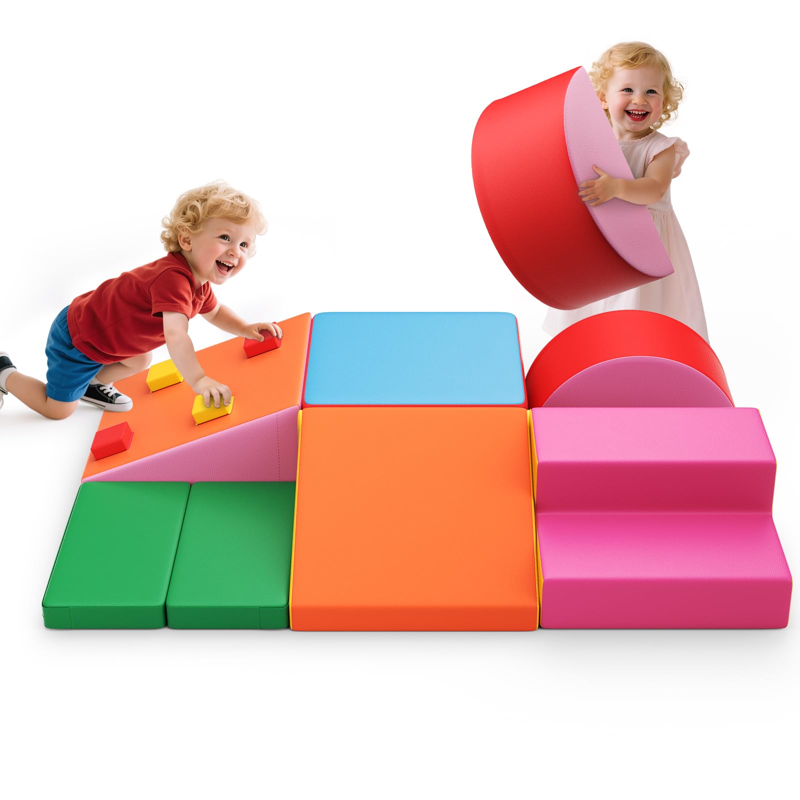 Kinder Schaumstoffbausteine, große Schaumstoffbausteine, Indoor-Kletterblöcke, Kinderklettergerüste (Bunt -7pcs)
