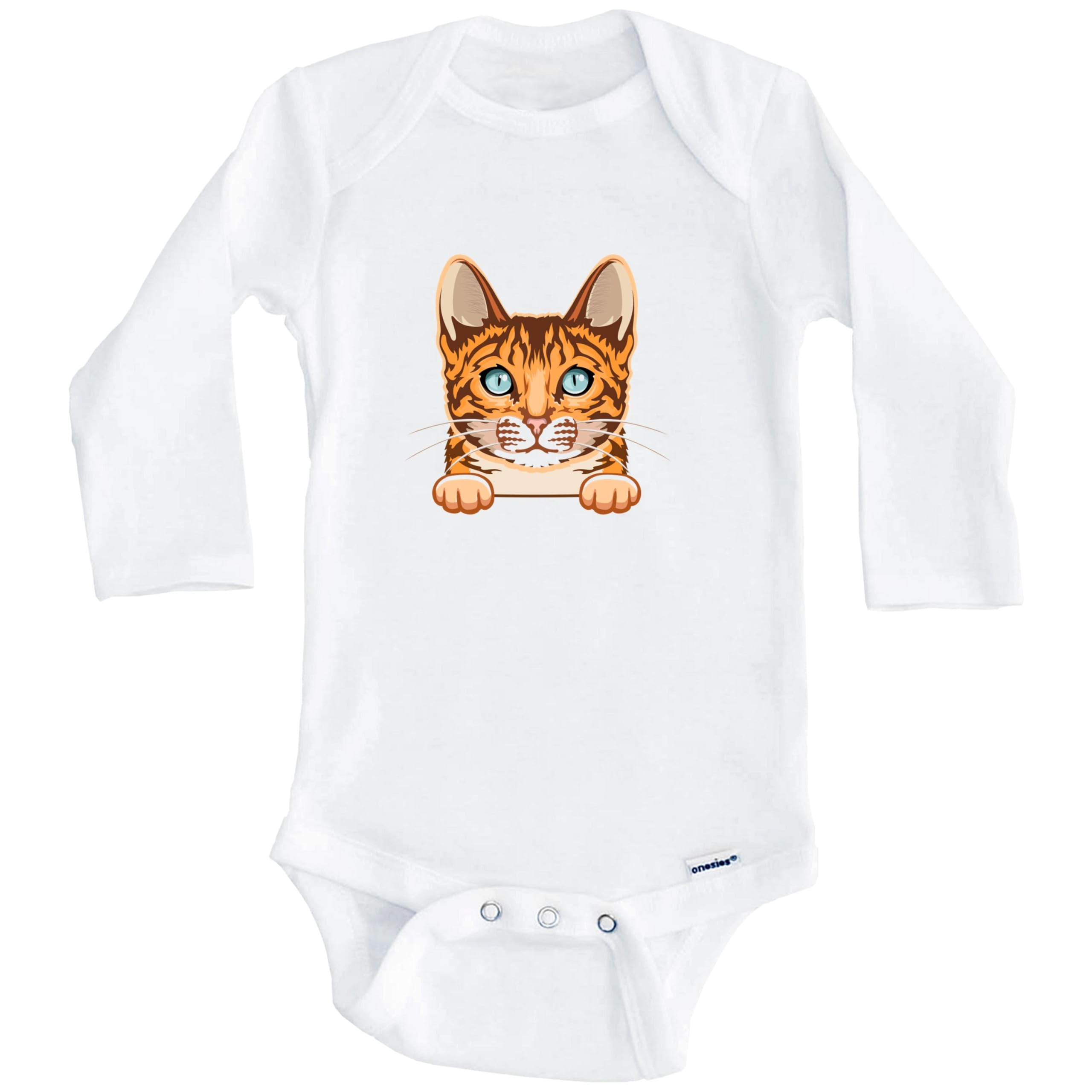 Really Awesome ShirtsBengal Cat Popping Up Fun Bengal Kitten Baby Bodysuit (Long Sleeve)