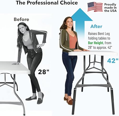 Miniatura 4 de Lift Your Table Elevadores de mesa plegables, fabricados en los Estados Unidos, kit de escritorio de pie, extensiones de mesa plegables de patas
