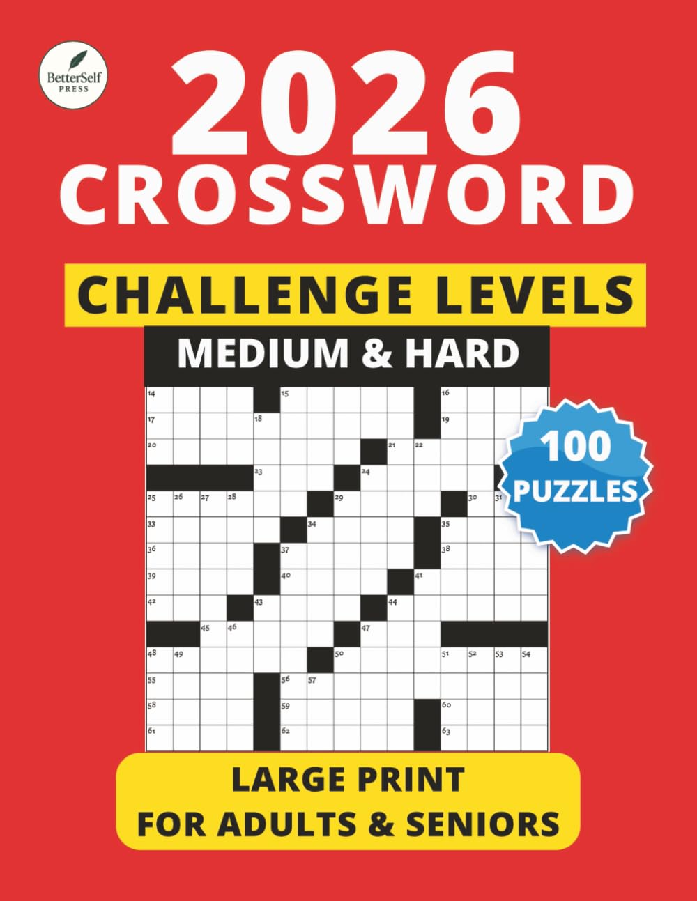 Large Print Crossword Puzzle Book for Adults & Seniors: Medium & Hard Challenge Levels for Brain Training, Focus & Relaxation — A Perfect Gift for Crossword Lovers