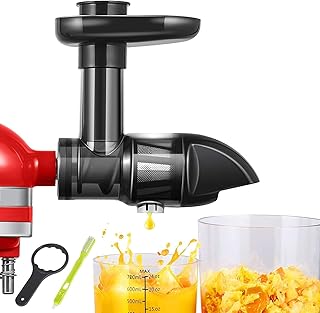 Masticating Juicer Attachment for KitchenAid All Models Stand Mixers,AMZCHEF Masticating Juicer, Slow Juicer Attachment for All KitchenAid Mixers, Cold Press Juicer Parts (Iron black)